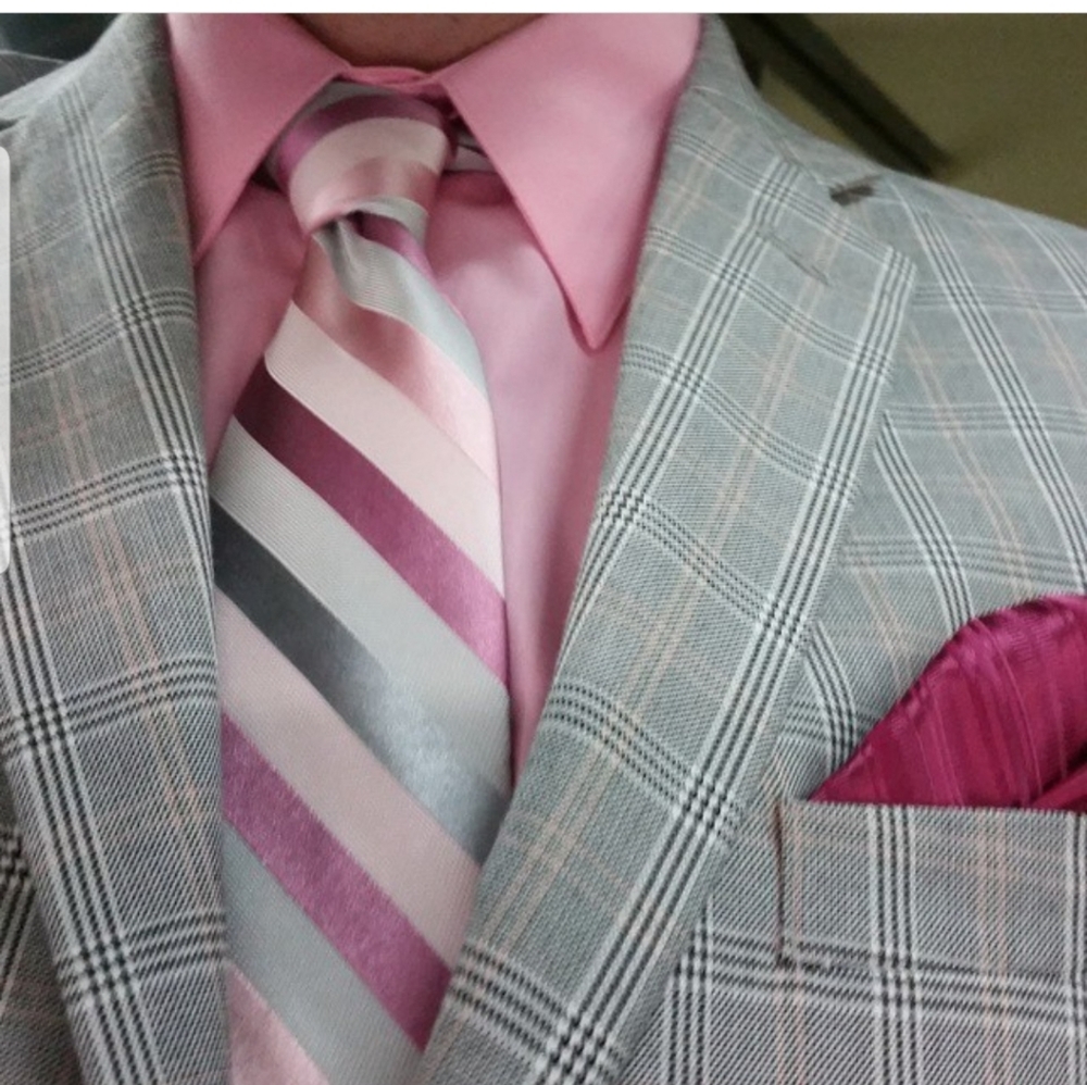 Gray/Pink Plaid Blazer 42 Regular